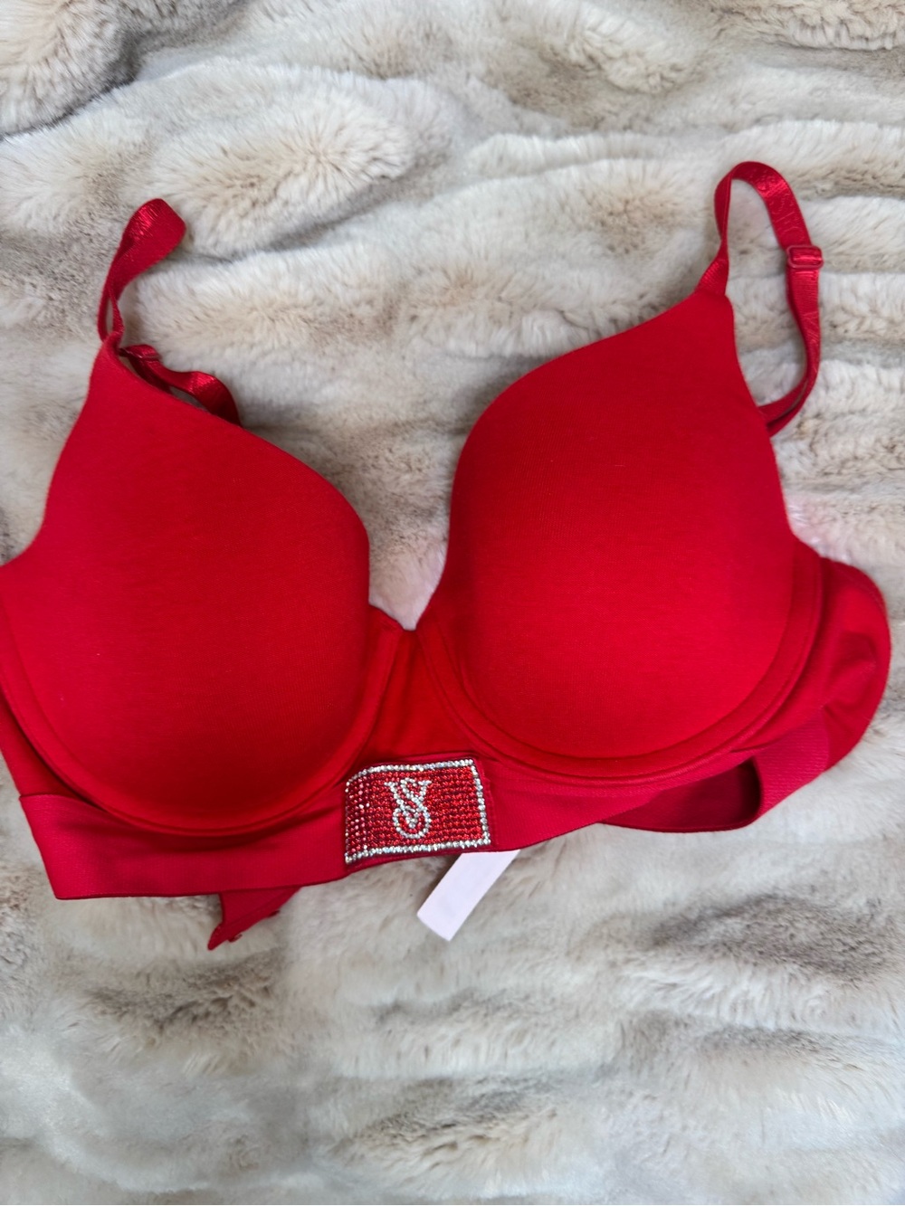 Victoria’s Secret Red Rhinestone Logo Push-Up Bra 34C - Picture 7 of 7